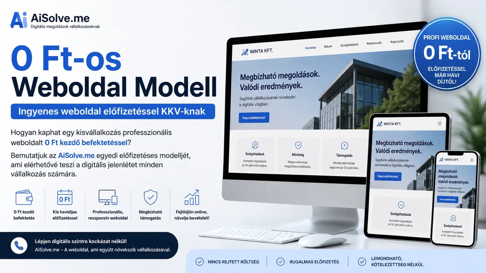 0 Ft-os Weboldal Modell – Ingyenes weboldal előfizetéssel KKV-knak